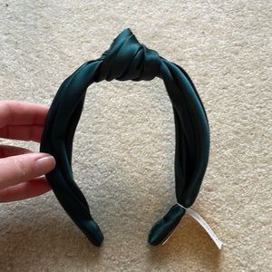NWT Dark Green Satin Knotted Headband